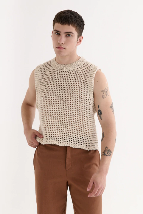 Musculosa Crochet Natural - comprar online