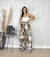 Calça pantalona Jade tons verdes - Karla Prando Boutique