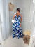 Vestido Eliza cor azul com estampa branca