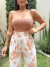 Calça pantalona Duna floral Nude - Karla Prando Boutique