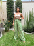 Calça Pantalona Jade verde estampa folhas - Karla Prando Boutique