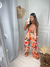Calça pantalona cor Jade nude estampada