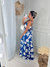 Vestido Eliza cor azul com estampa branca na internet