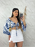 Cropped estampa floral com mangas soltinhas