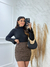 Saia tecido jacquard marrom - Karla Prando Boutique