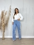 Calça wide leg levagem clara na internet