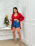 Camisão com top vermelho na internet