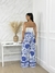 Calça pantalona Jade estampada azul - comprar online