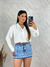 Saia jeans clara com cinto bege na internet