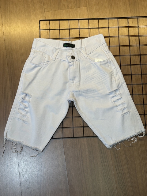 Bermuda Jeans Branca Rasgada
