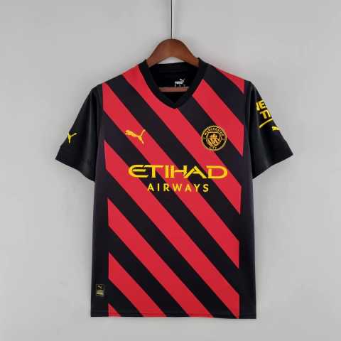 Camisa Manchester City 22/23 - Preto e Vermelho