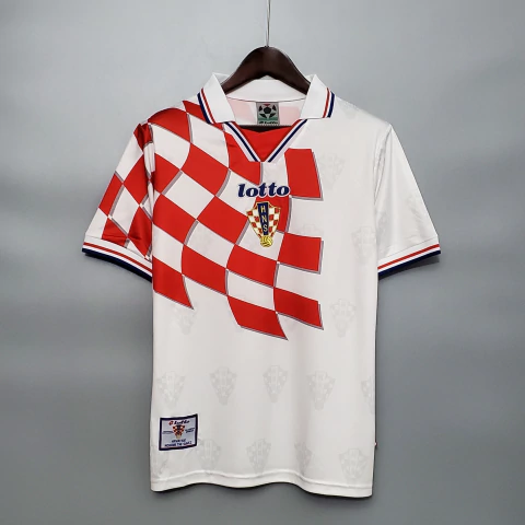 Camisa Croácia 1998 Retrô - Branco e Vermelho