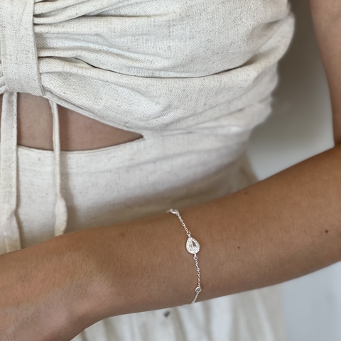 Pulseira pingente gota cravejado