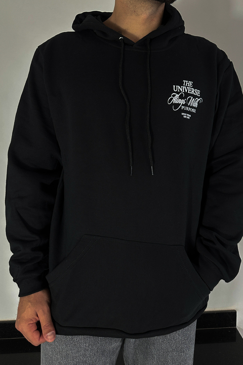 BLUSA DE MOLETOM COM CAPUZ PRETO PURPOSE