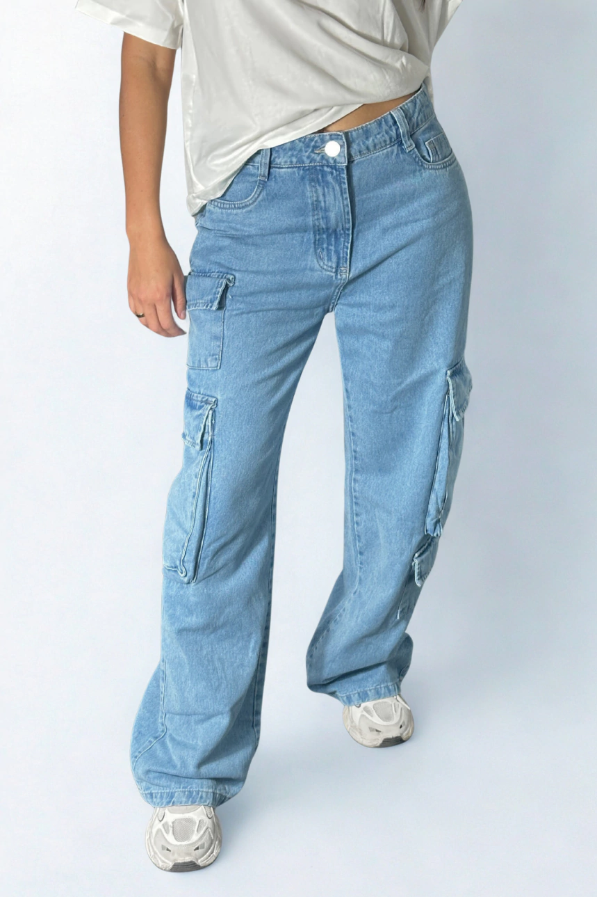 CALÇA CARGO URBAN JEANS AZUL