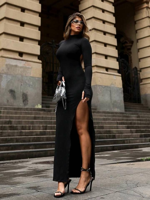 VESTIDO LONGO COSTAS NUA ELIZA PRETO - comprar online