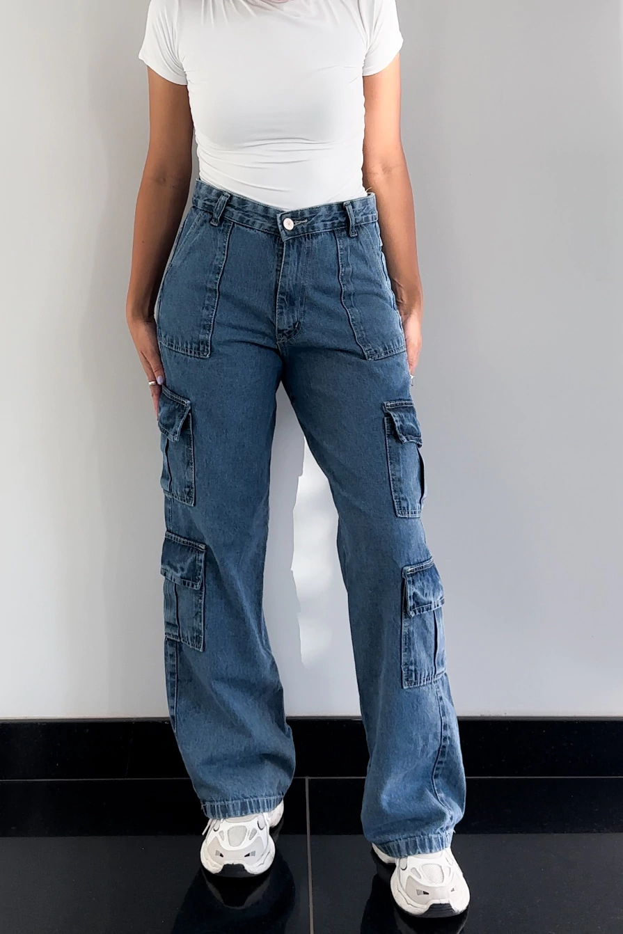 CALÇA CARGO JEANS DUAL