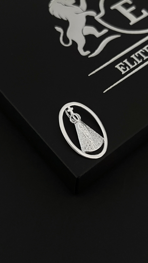 PINGENTE NOSSA SENHORA APARECIDA OVAL - PRATA LEGITIMA 925