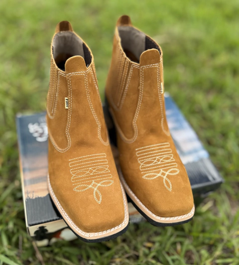 Bota texana cano curto/Nobuck-Castor