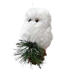Coruja branca com pinha CL0153