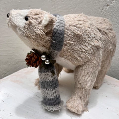 Urso Cachecol Cinza CL0511 - Fabio Borgatto & Telma Hayashi | Decoração de Natal 