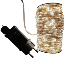 Rolo mini LED FIO PRATA com 120m LUZ FIXA BRANCA QUENTE