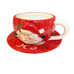 Xícara de cerâmica com pires Papai Noel 35994 na internet