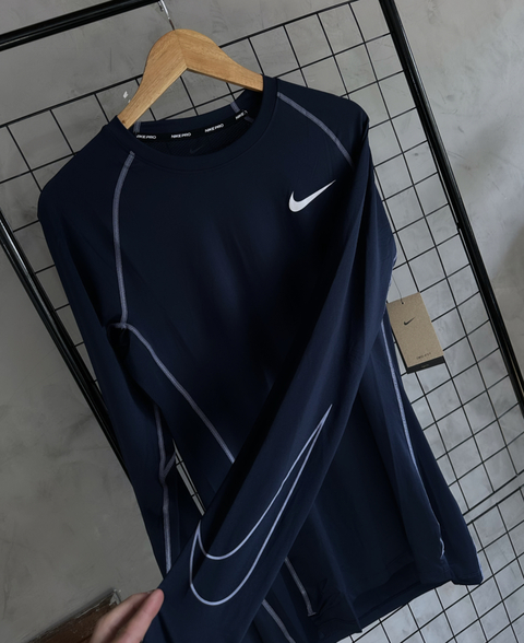 Camisa Nike PRO - Manga Longa (Azul Marinho)