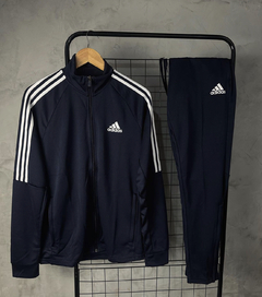 Agasalho AeroReady Sereno 3-Stripes (Azul Marinho)
