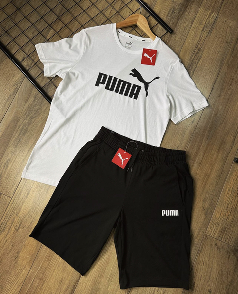 Kit Puma Black & White (Bermuda + Camisa)