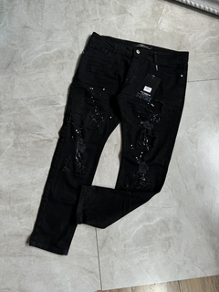 Calça Jeans Jogador - Preta Patch com Pingos (2400231)