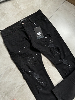 Calça Jeans Jogador - Preta Patch com Pingos (2400231) - comprar online