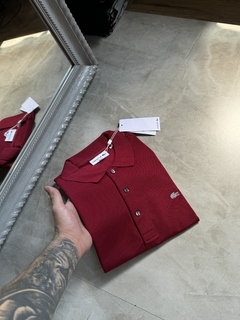 Polo Lacoste - Vermelho Bordô - Croco Edição Prata