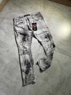 Calça Jeans - Modelo Jogador Cinza / Mescla Preto (2400271)