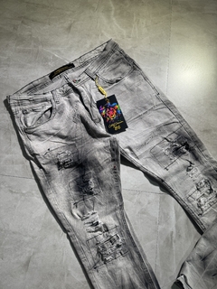 Calça Jeans - Modelo Jogador Cinza / Mescla Preto (2400271) - comprar online