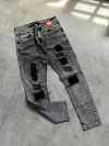Calça Jeans - Modelo Jogador - Cinza com Patch (2400262) - comprar online