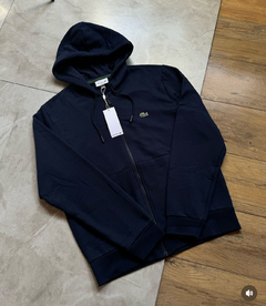 Moletom Lacoste 100% Algodão (Ziper) - Azul Marinho