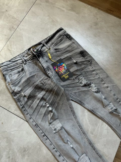 Calça Jeans - Cinza com Rasgos (Jogador) 2419321 - comprar online