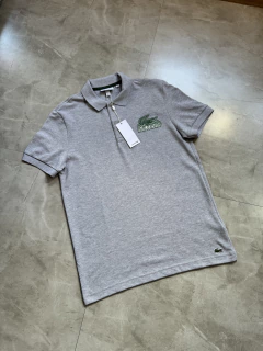 Polo Lacoste - Croco Letreiro (Cinza)