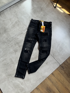 Calça Jeans Jogador - Preta com pingos (2400227)