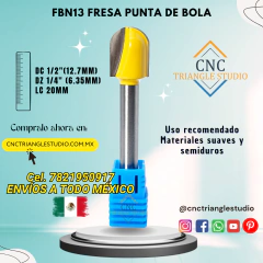 FBN13 Fresa Punta de Bola 1/2" (12.7 mm) | Ranurados y Acanalados