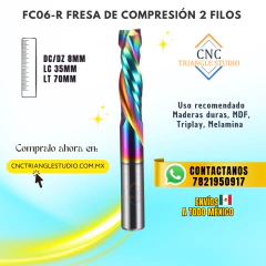 FC06-R | Fresa CNC de Compresión 8mm Corte Limpio para MDF, Triplay, Melamina - comprar en línea