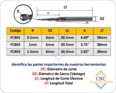 Imagen de FCB03 Fresa Cónica Punta de Bola R1.5mm