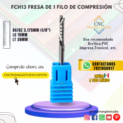 FCH13 Fresa 1 Filo Compresión 1/8" para Acrílico, PVC Espumado y Cloroplast en internet