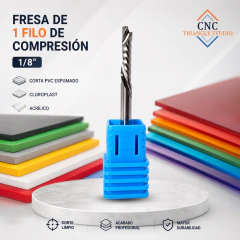 FCH13 Fresa 1 Filo Compresión 1/8" para Acrílico, PVC Espumado y Cloroplast