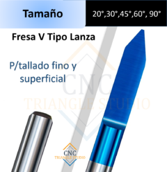 FGV Fresas V Tipo Lanza Tallado y grabado Fino - CNC Trianglestudio