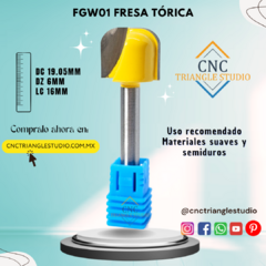 FGW01 Fresa Tórica Bowl and Try P/Cajeado Fondo Redondeado - CNC Trianglestudio