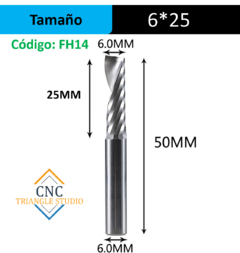 FH14 Fresa 1 Filo Escalonado DC6mm P/Plásticos Up-Cut