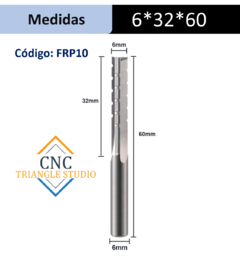 FRP10 Fresa Recta Rompevirutas 3 filos DC6mm LC32mm especial para maderas duras