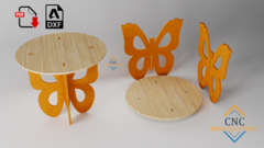 MF03 Mesa Mariposa de cóctel redonda, soporte para pasteles | Diseño Vectorial PDF-DXF